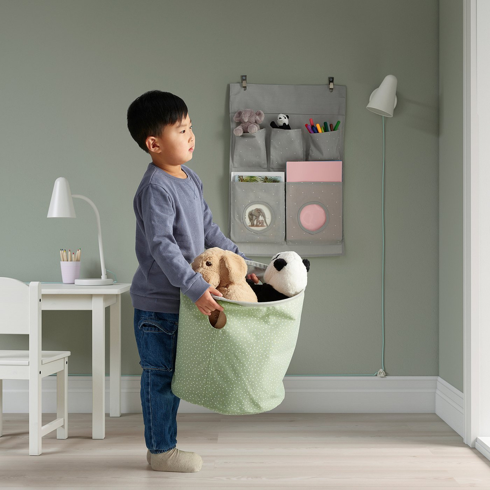 IKEA LEN  (ИКЕА ЛЕН)  -  Подвесной органайзер - в горошек/светло-серый 45x64 см