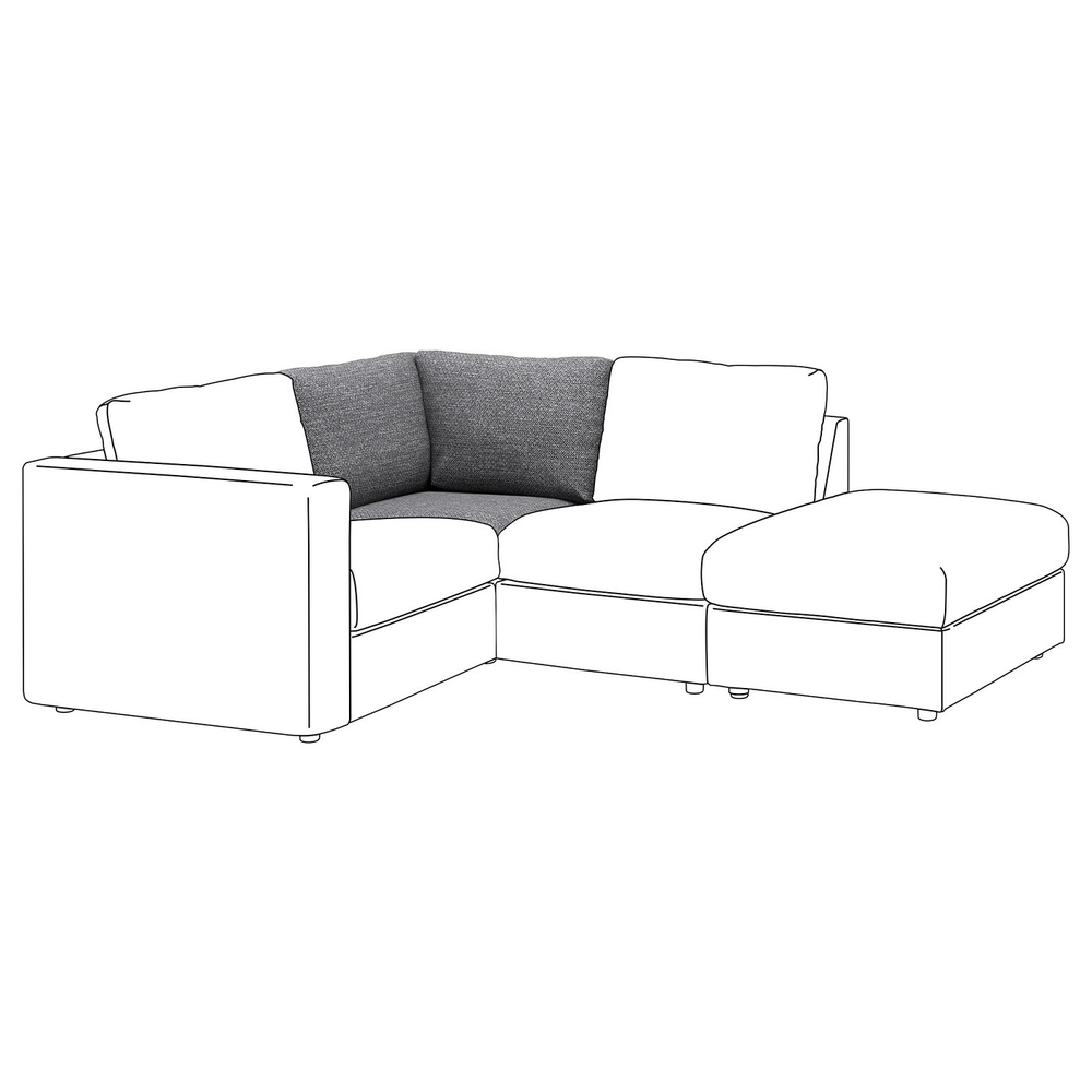 IKEA VIMLE  (ИКЕА ВИМЛЕ)  -  Чехол на угловую секцию - Лейде серый-чёрный