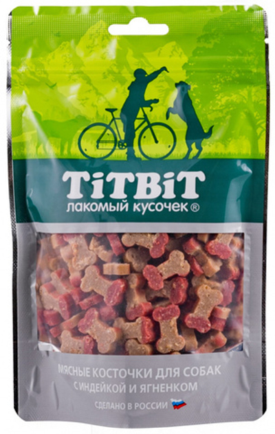 TitBit лакомство для собак Косточки мясные для собак с индейкой и ягненком 145 гр.