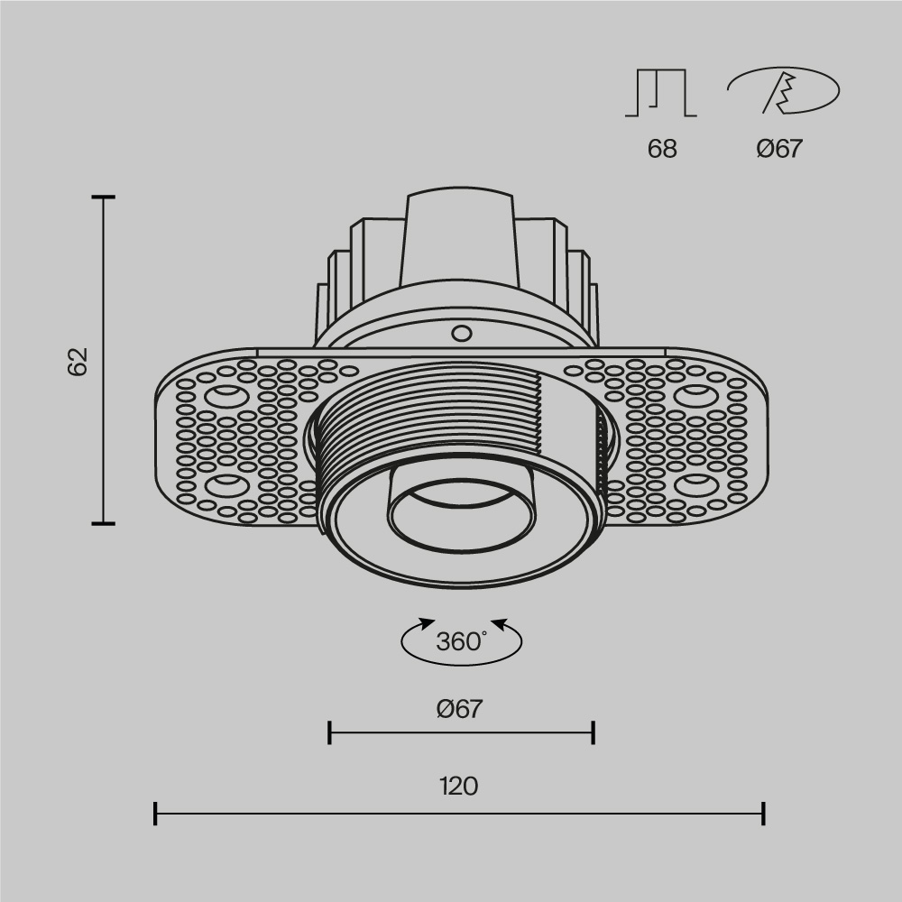 Встраиваемый светильник Technical DL128-10W3K-TRS-W