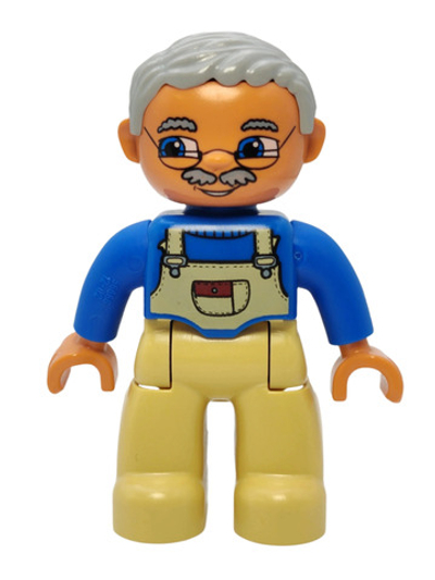 Lego Duplo Фигурка - мужчина Синий топ с белым полукомбинезоном, 47394pb011a