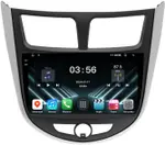 Магнитола для Hyundai Solaris 1 2010-2016 (рамка серебристо-черная тип 3) - FarCar S280 монитор 9.5" IPS на Android 13, CarPlay