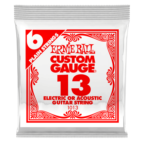 Струна одиночная для акустической и электрогитары ERNIE BALL 1013 Plain Steel .013