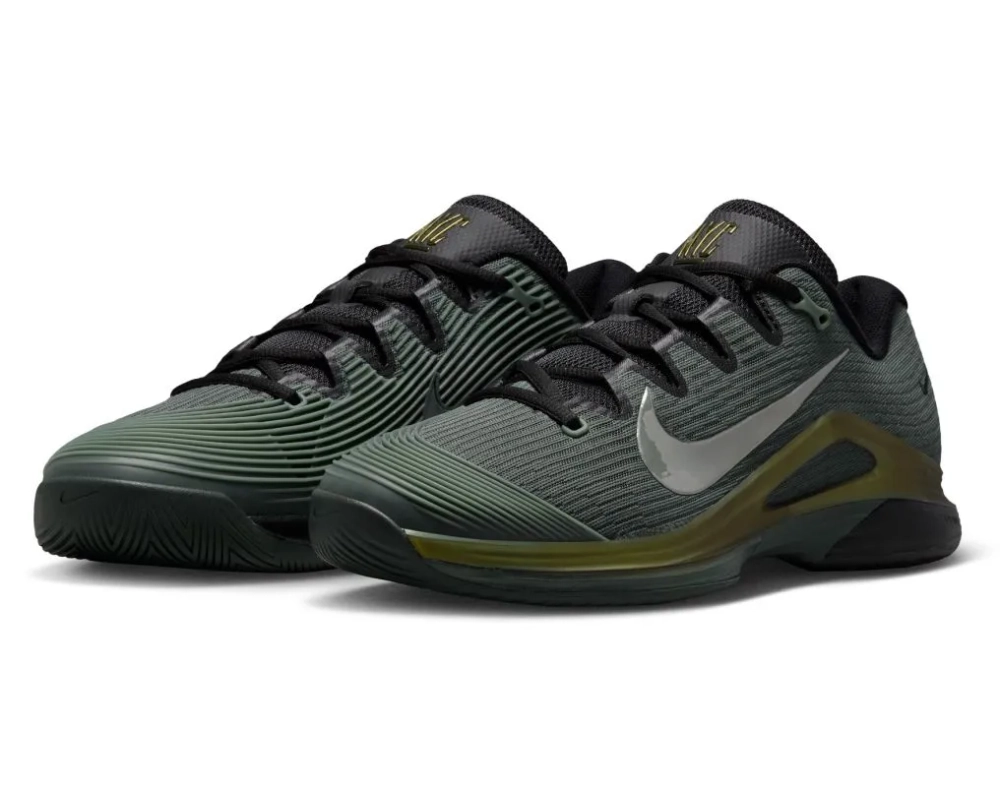 Мужские кроссовки теннисные Nike Zoom Vapor 12 Premium - camo green/pure platinum/metallic gold