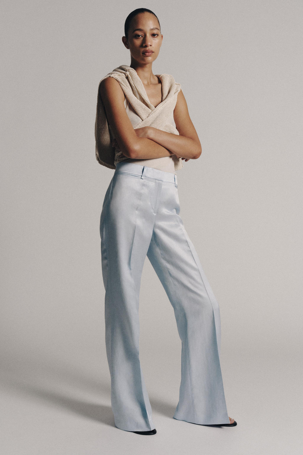 БРЮКИ КЛЕШ ИЗ СМЕСОВОГО ЛЬНА — ZW COLLECTION — ZARA