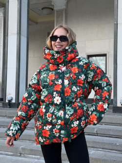 Пуховик Рокет принт черный