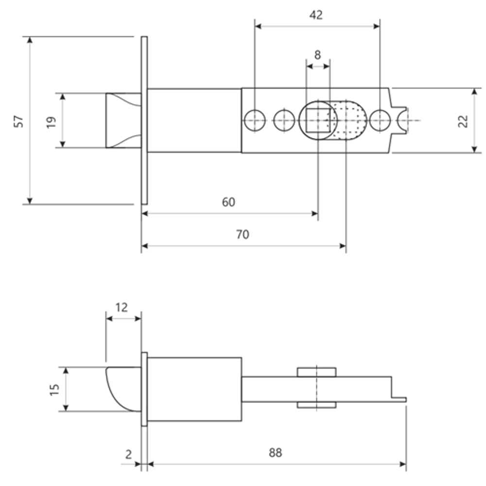 Ручка защелка AVERS 8023-01 (кл./фик.) NIS никель