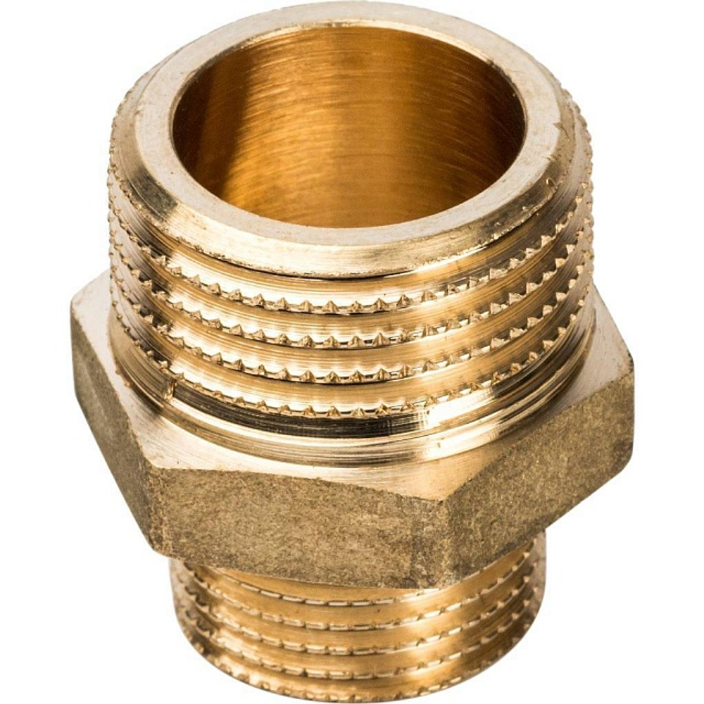 Ниппель редукционный STOUT SFT 0003 - 1/2" x 3/8" (для стальных труб, латунь без покрытия)