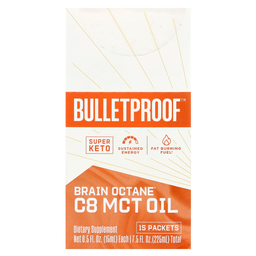 BulletProof, Brain Octane® C8 MCT Oil, 15 пакетиков по 15 мл (0,5 жидк. унц.)