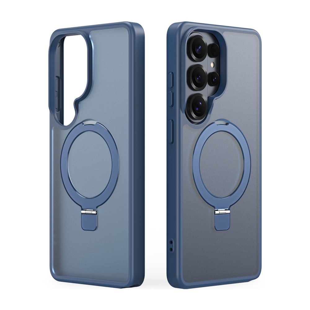 Чехол темно-синего цвета с MagSafe для Samsung Galaxy S26 Ultra, серия Yind Series Case от Dux Ducis (версия с магнитной откидной подставкой)