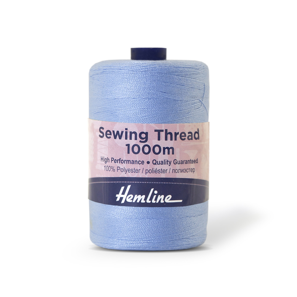 Нить универсальная Hemline для шитья, 100% полиэстер, цвет небесно-голубой, 1000 м