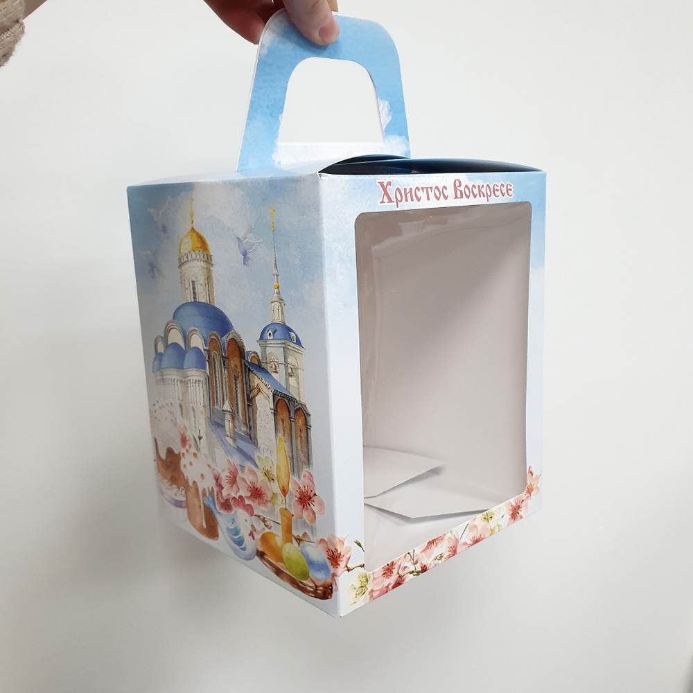 Коробка под кулич 15*15*18 см Храм