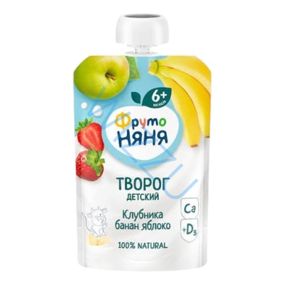 Биотворог ФрутоНяня Клубника-Банан-Яблоко 4.2%, 90 г