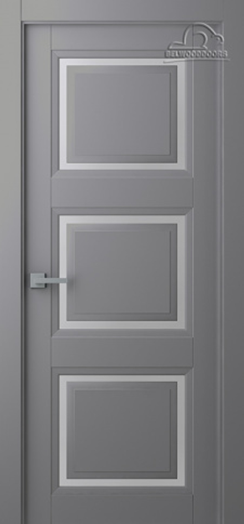 Дверь Аурум 3 / Цвет Эмаль графит / Сатин двусторонний каленый / Двери Belwooddoors
