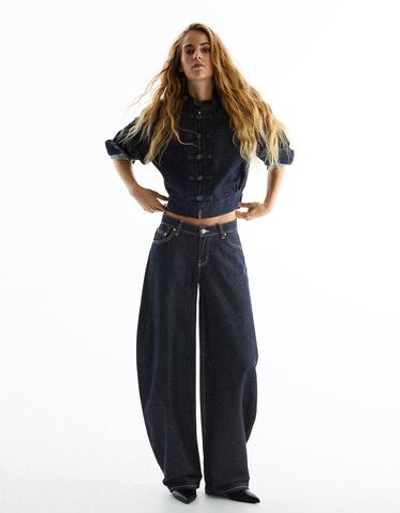 Женские джинсы barrel с высокой посадкой - BERSHKA
