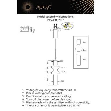 Светильник подвесной 17W 3000K APL.665.16.17 белый/белый Elin Aployt