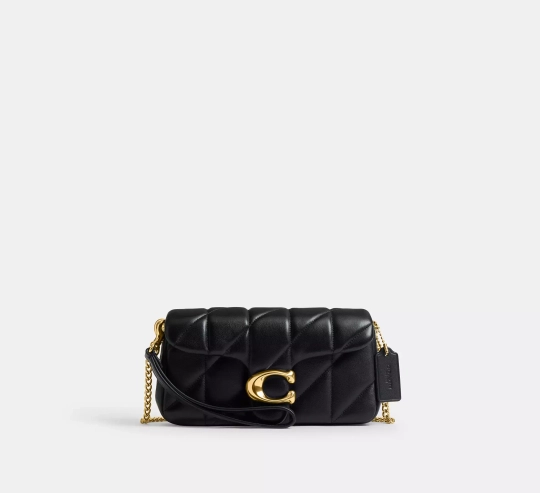 COACH СУМКА ЧЕРЕЗ ПЛЕЧО TABBY 19 С ЦЕПОЧКОЙ И СТЕЖКОЙ, ЧЕРНЫЙ