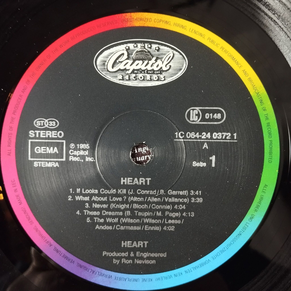 Винтажная виниловая пластинка LP Heart (Germany 1985)