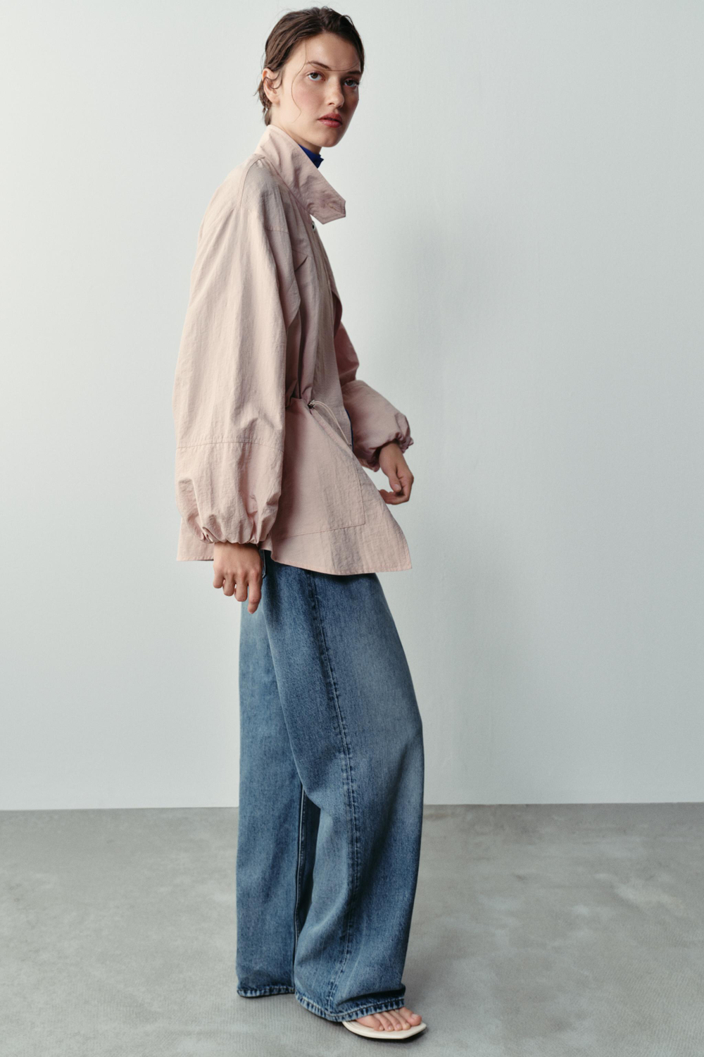 ZARA КУРТКА С ВОРОТНИКОМ-СТОЙКОЙ, РОЗОВЫЙ