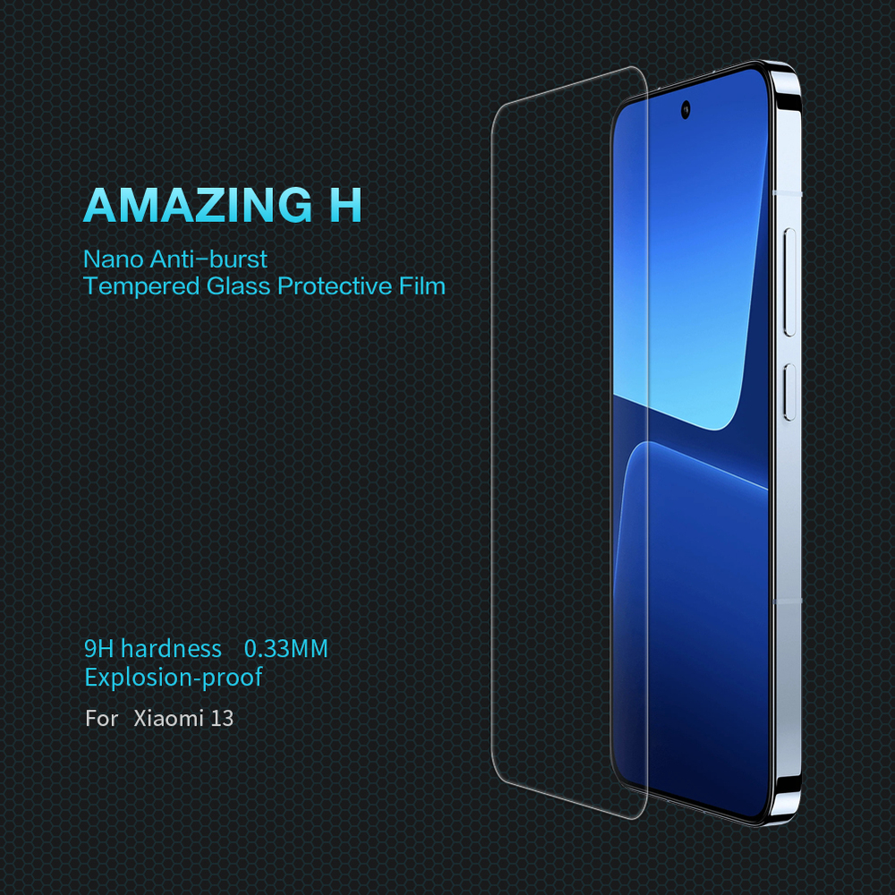 Защитное стекло с прозрачными рамками от Nillkin для смартфона Xiaomi 13, серия H Anti-Explosion Glass Screen Protector
