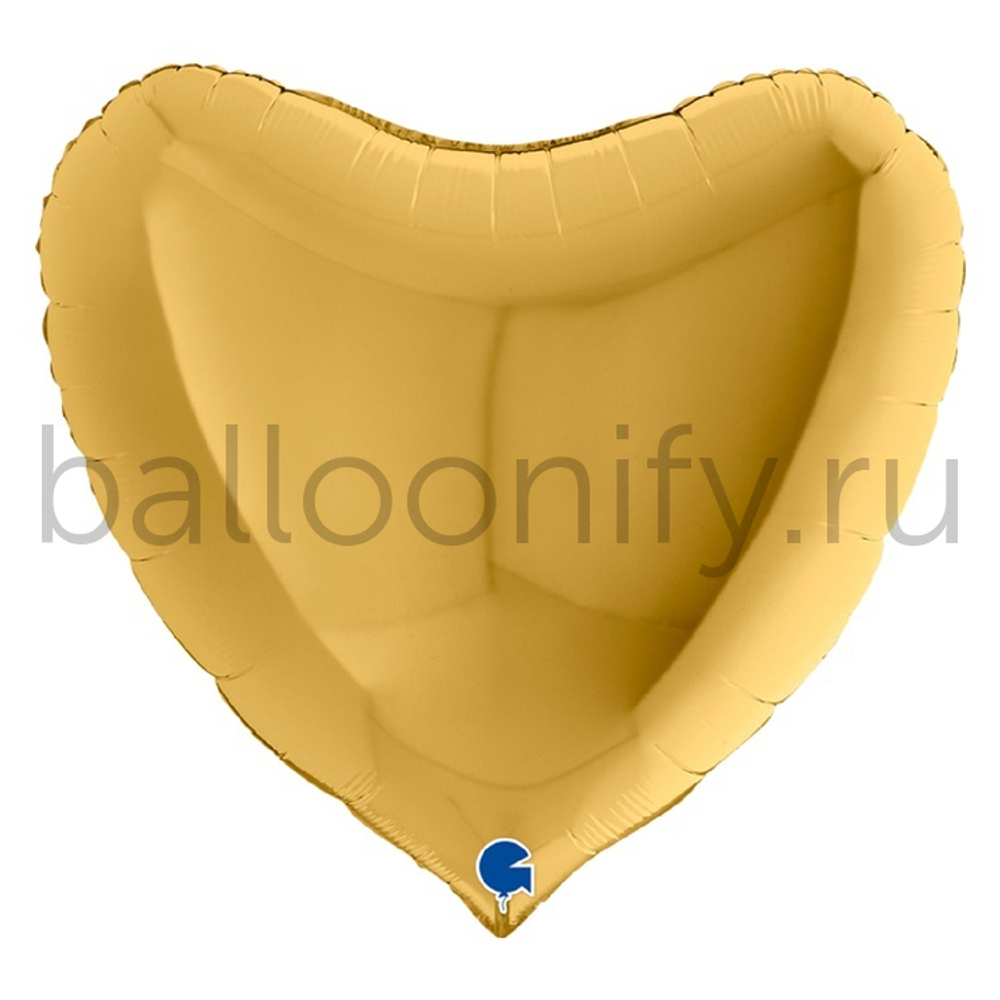 Фольгированная фигура, сердце, 36"/91СМ Металлик Gold 5