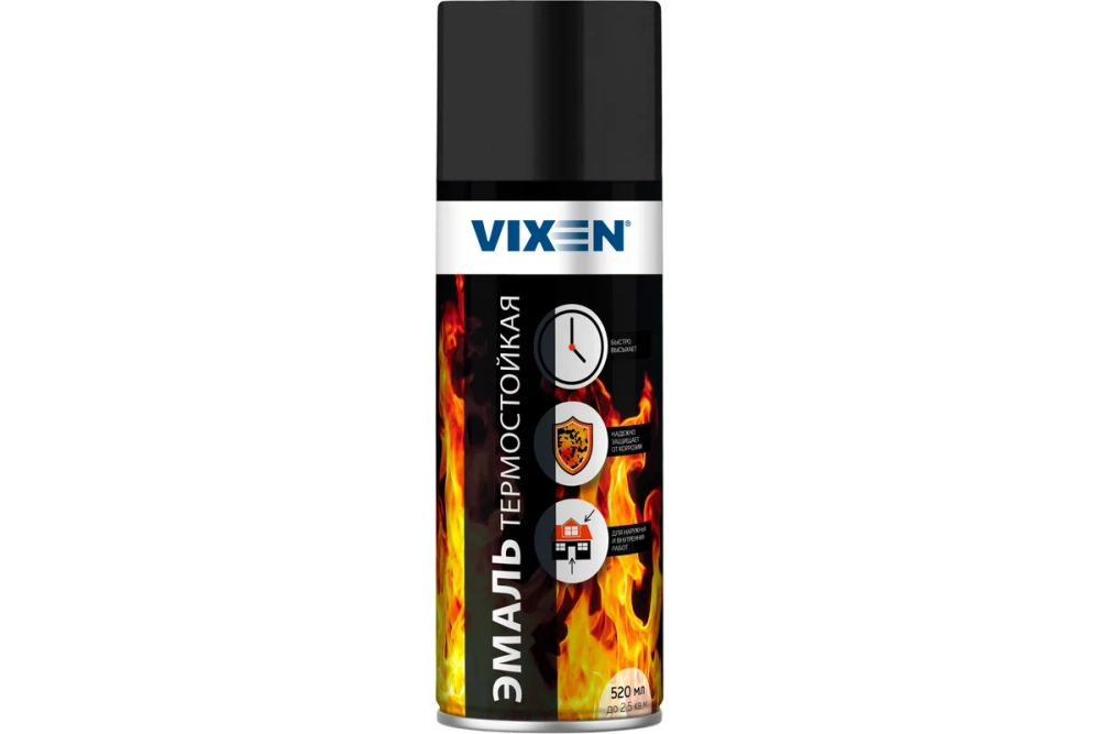 Термостойкая эмаль VIXEN черная, аэрозоль, 520 мл VX53002