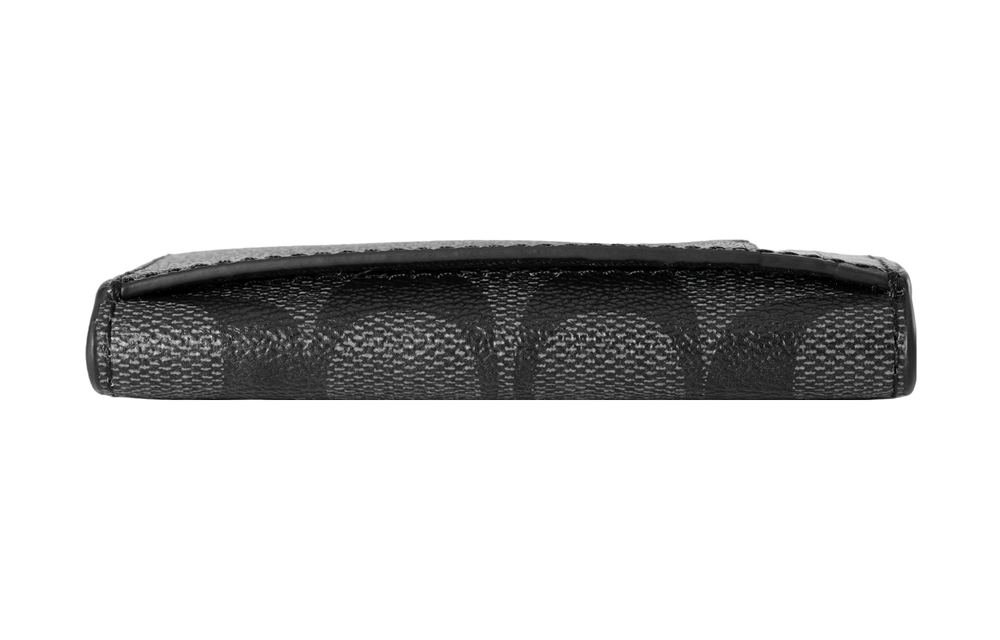COACH Card Case Cow Leather Card Holder Small Women"s Black
