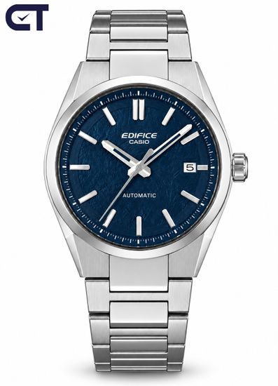 CASIO EFK-110D-2ADR EDIFICE мужские наручные часы — автоматическая модель с синим текстурированным циферблатом и сапфировым стеклом