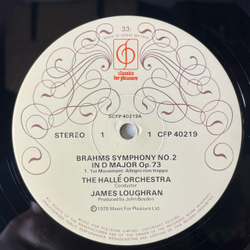 Винтажная виниловая пластинка LP Brahms Брамс, Halle Orchestra , Conductor James Loughran Симфония Symphony No.2 In D Major (Англия 1975)
