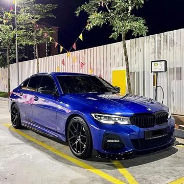 Сплиттер переднего бампера BMW G20 M 2019-2022 (тип 2) черный глянец