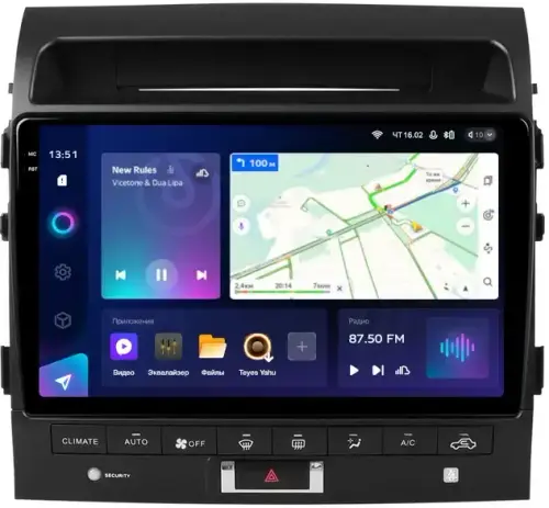 Магнитола для Toyota Land Cruiser 200 2010-2012 (климат на ШГУ) - Teyes CC3-2K монитор 10.36" 2K QLED на Android 10, Быстрая, CarPlay, 4G SIM-слот