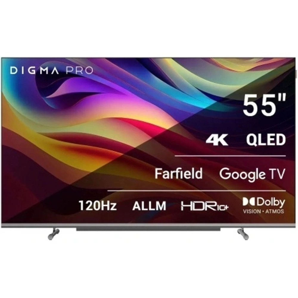 Телевизор Digma Pro QLED 55L Google TV Frameless черный/серебристый