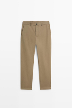 Massimo Dutti Брюки прямого кроя из смесового хлопка, норка