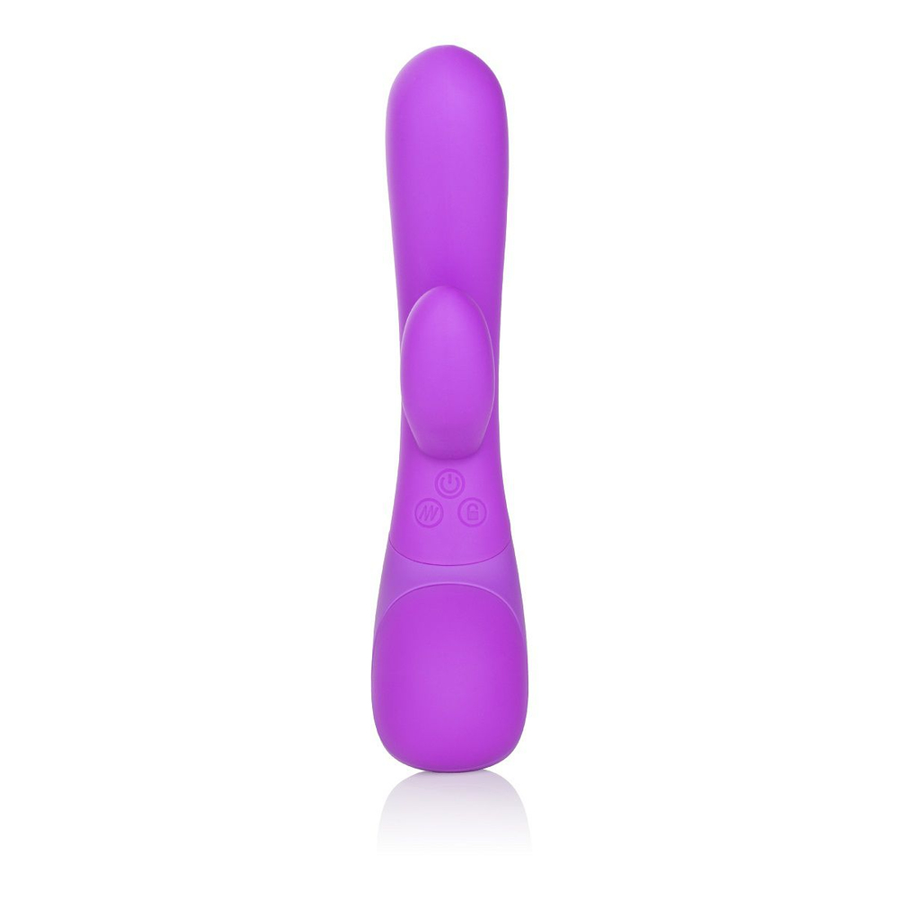 Фиолетовый вибромассажер Impress “g” со стимуляцией клитора - 18 см. (Цвет: фиолетовый)