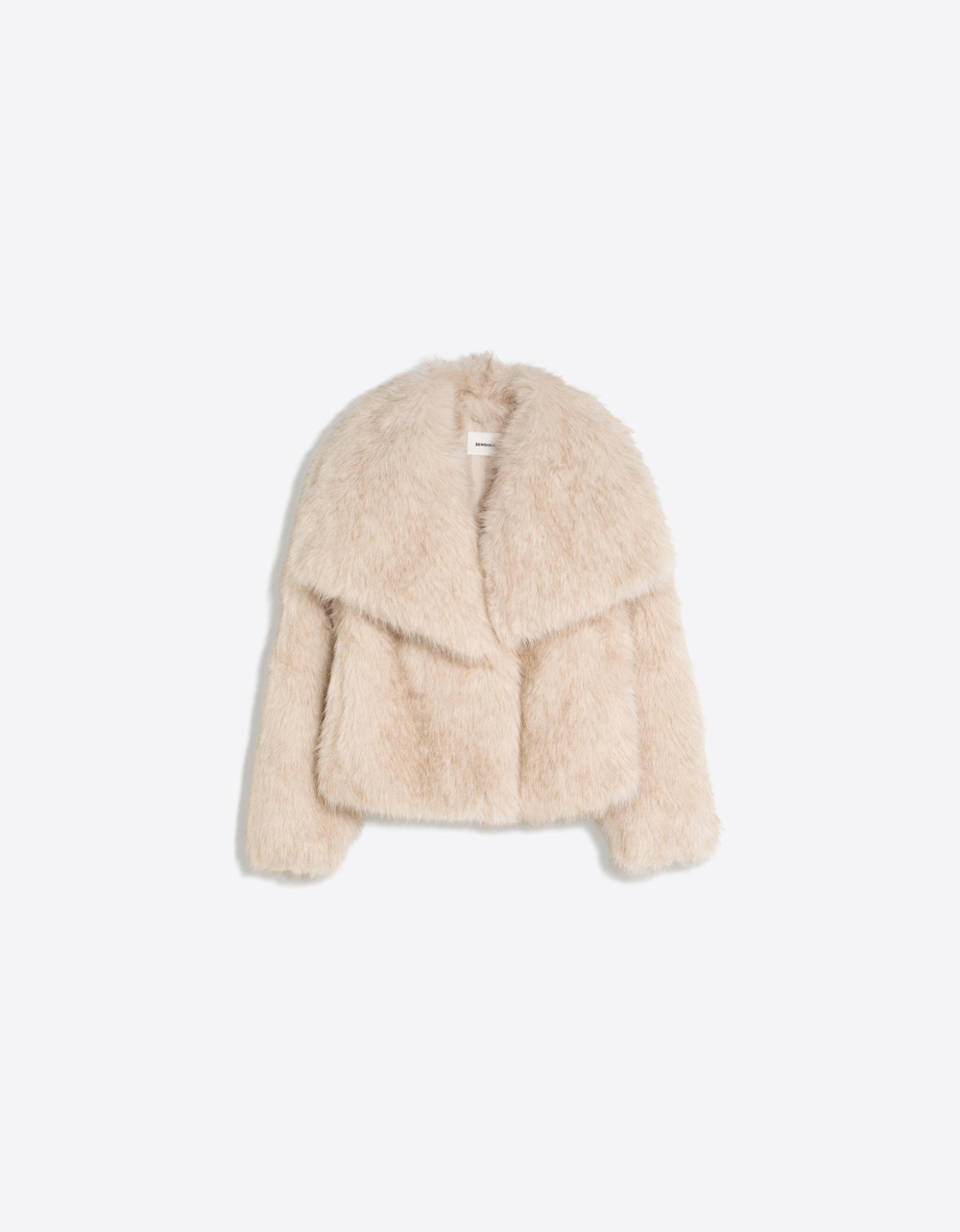 Женская куртка из искусственного меха с лацканами - BERSHKA