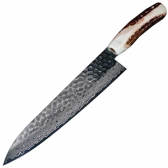 Цена наНож шефа кухонный Sakai Takayuki, сталь Aus-10 Damascus Sweden Steel, рукоять олений рог
