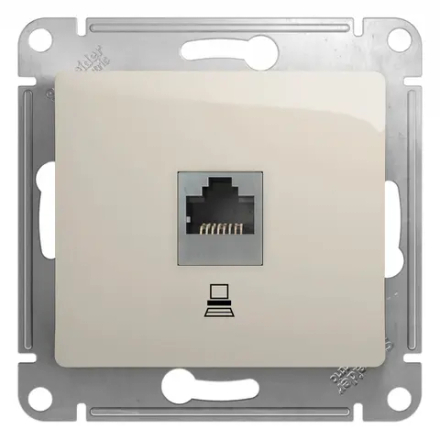 GLOSSA РОЗЕТКА компьютерная RJ45 кат. 5e, механизм, МОЛОЧНЫЙ