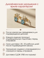 Серьги-пусеты с топазами, муассанитами и эмалью, серебро
