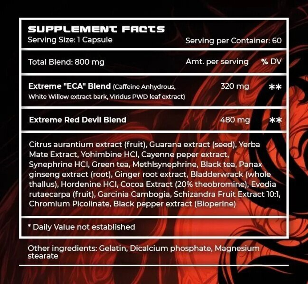 ExtremeDietSupps Red Devil 60 capsules , Красный Дьявол Жиросжигатель