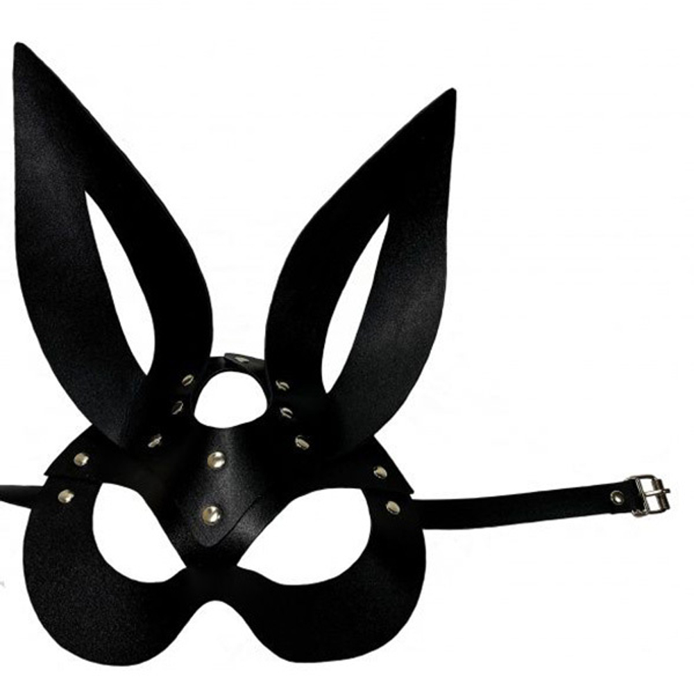 Кожаная черная маска Зайка БДСМ Арсенал Miss Bunny 68013