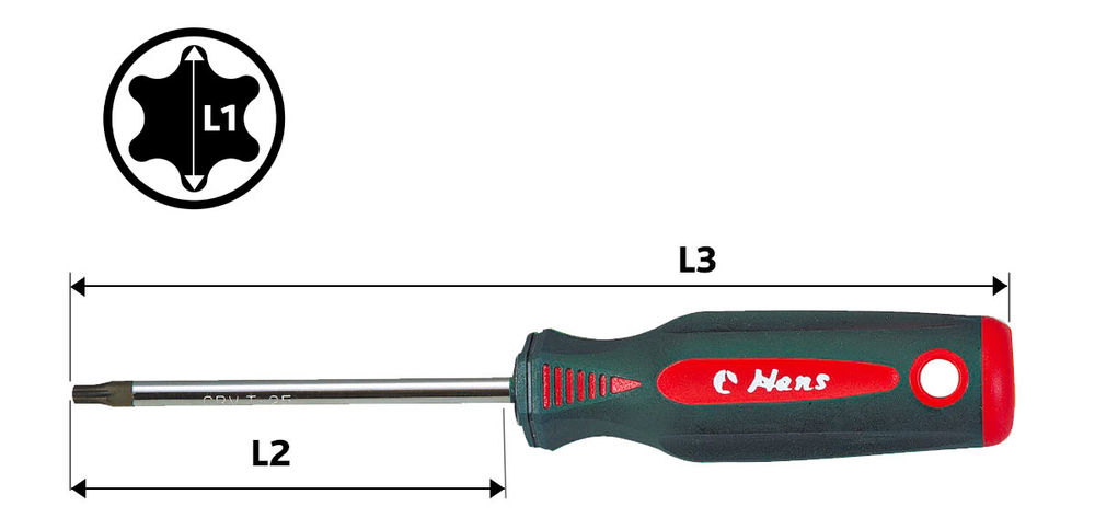 Отвертка Torx с отверстием TH10*100мм, Hans, 0450TH10