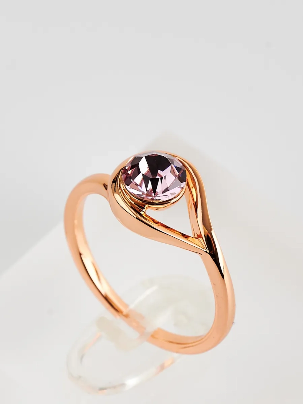 Кольцо Белла с розовым кристаллом Swarovski