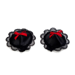 Сатиновые пестисы с бантиками Satin Pasties (Цвет: черный)