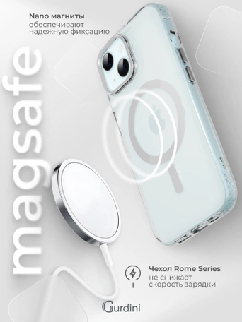 Чехол накладка iPhone 15 6.1" Gurdini Rome Series with Magsafe Clear