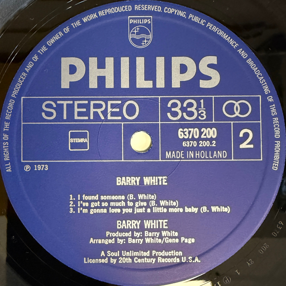 Barry White ‎– I've Got So Much To Give (Голландия 1973г.)