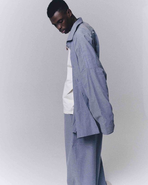 Рубашка Oversized Striped Shirt Dirty-Blue - фото 10