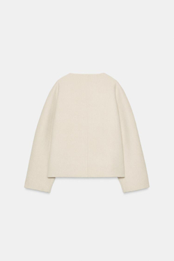ZARA КОРОТКОЕ ПАЛЬТО ИЗ СМЕСОВОЙ ШЕРСТИ — ZW COLLECTION, ЭКРЮ