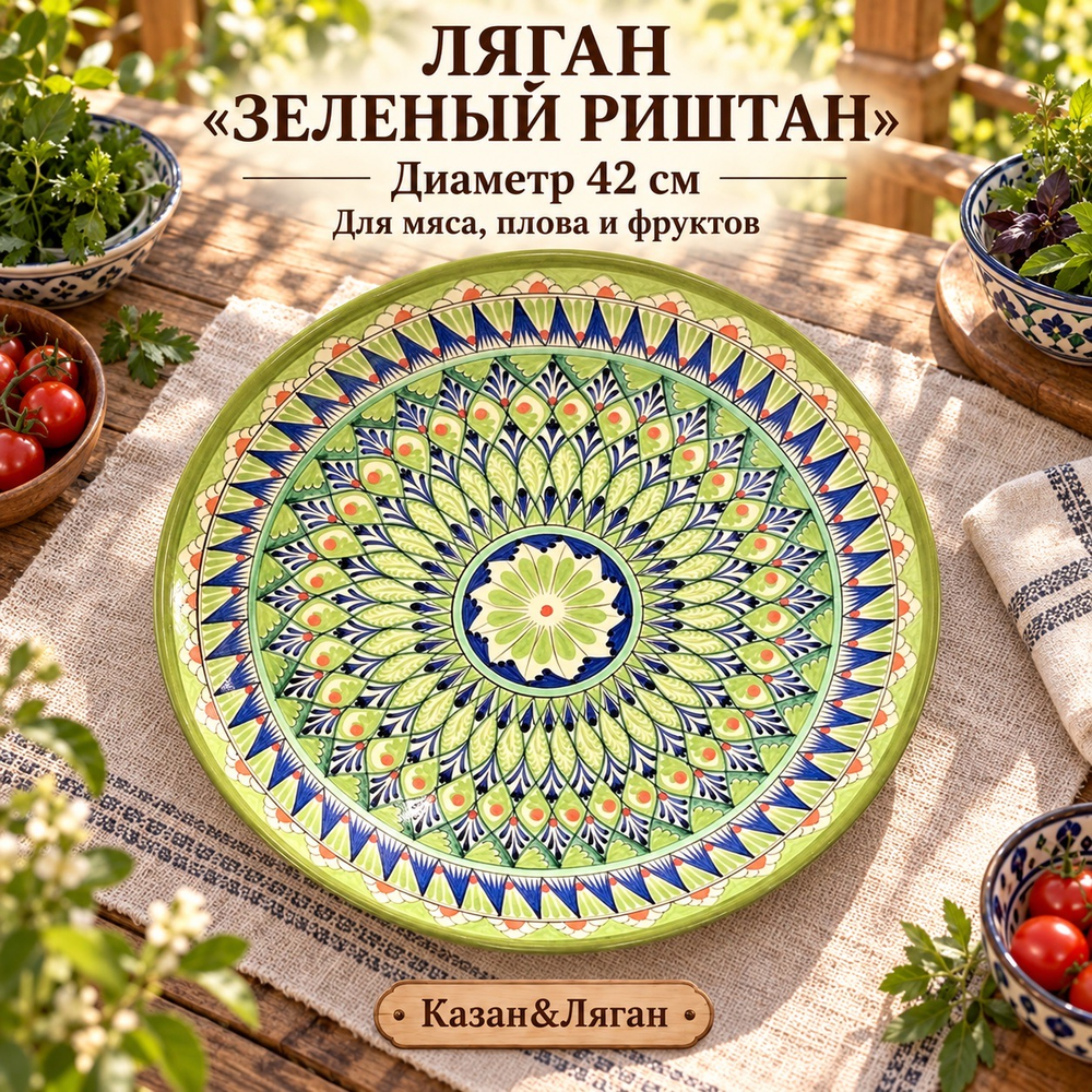 Ляган 42 см « Зеленый Риштан»