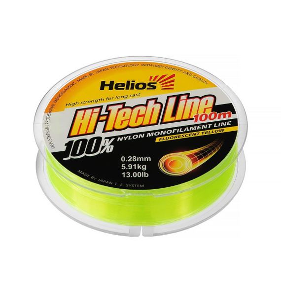 Леска Helios Hi-tech Line Nylon Fluorescent Yellow 0,28mm/100 (HS-NBF 28/100)