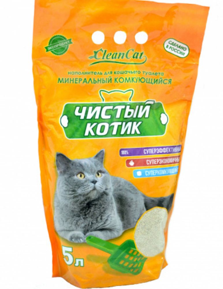 НаполнительЧистый котик 5 л комкующийся